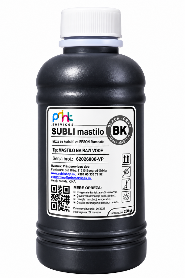 Subli mastilo - BLACK - 250 ml