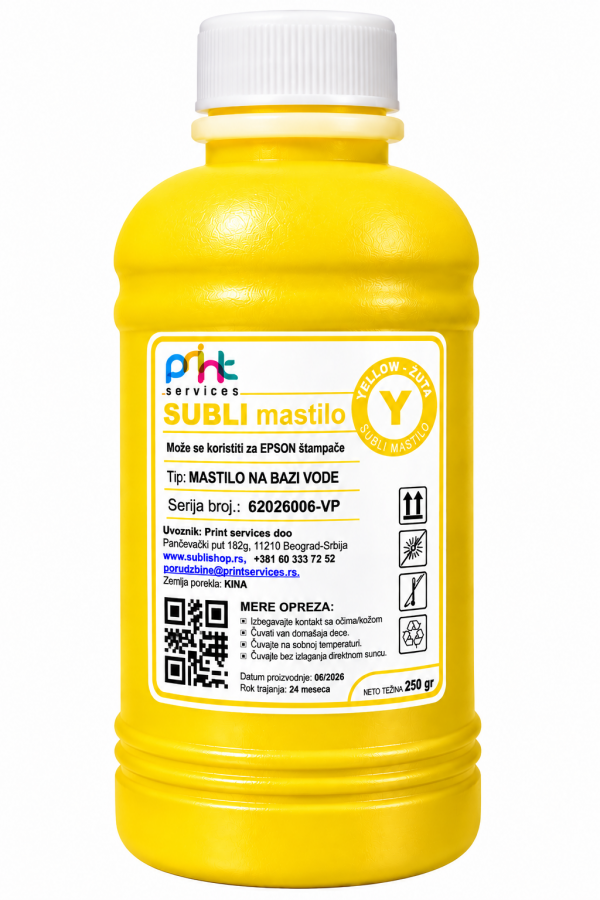 Subli mastilo - YELLOW - 250 ml
